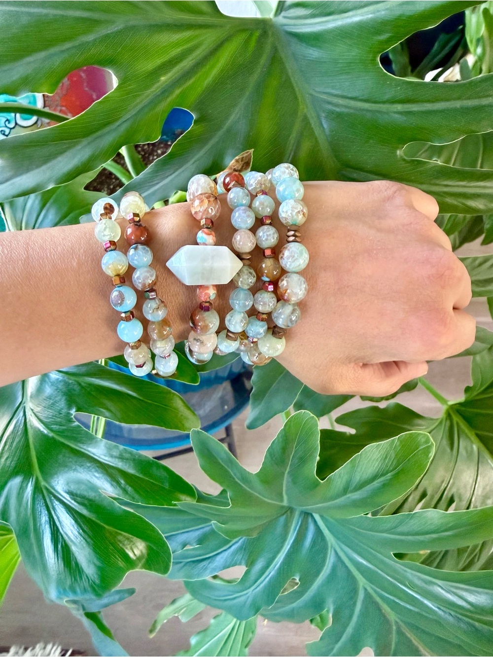 Agate & Hematite bracelet (one)